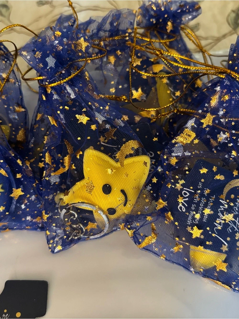 Over the Moon Keychain Party Favors Yellow Star & Blue Moon